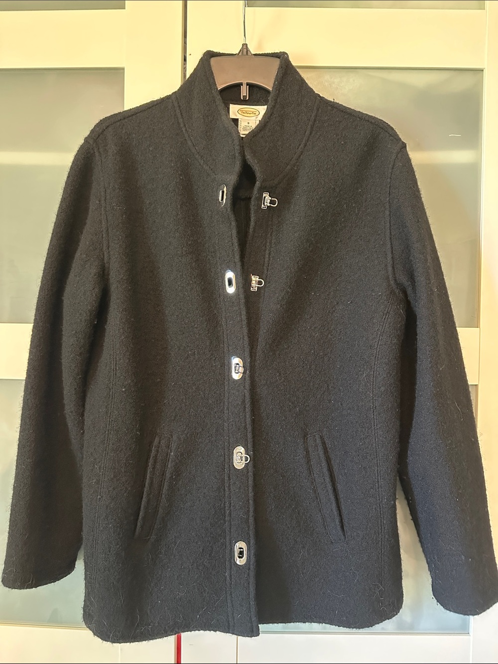 Talbots Black Wool Toggle-Front Pea Coat